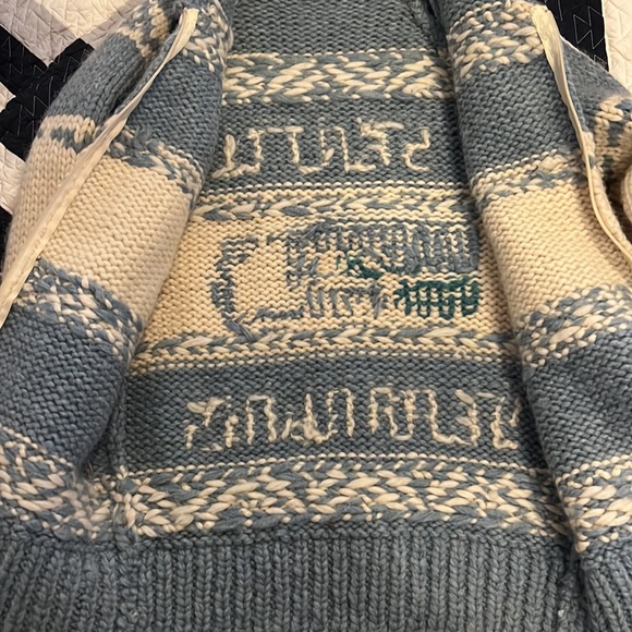 Handmade Knitted Vintage wool Seahawks zip up cardigan sweater - Picture 11 of 11